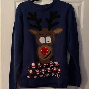 George Festive Blue Kids Sweater with Reindeer